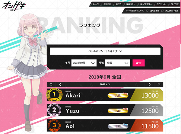 Monthly Battle Point ranking results will be tallied and posted on the ONGEKI official website!